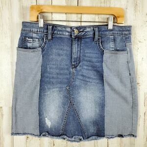 Libby Edelman Denim Color Block Skirt Blue Size Medium